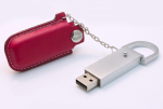 Usb flash drive z eko skóry - czerwony